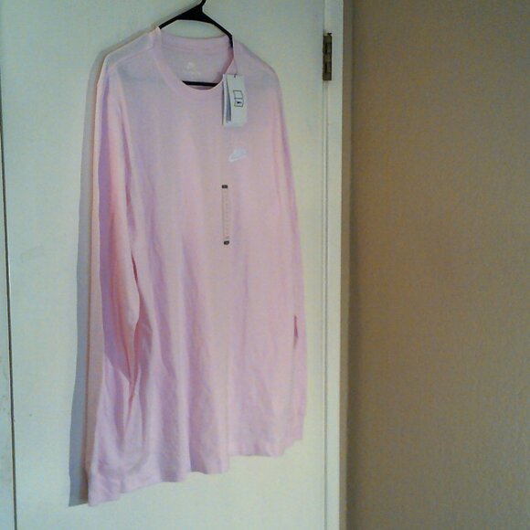 NEW NIKE SPORTSWEAR "Club Embroidered LS Tee" MEN'S PINK T-SHIRT L 655214-995 - Picture 5 of 7